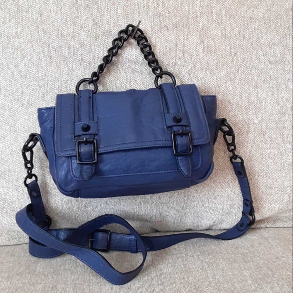 ASH blue genuine leather small satchel cross body studded bag